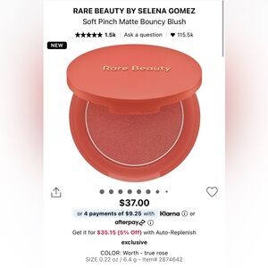 Rare Beauty Soft Pinch Matte Bouncy Blush SHADE WORTH
